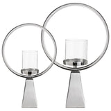 Conner Candleholers, Silver, Set of 2-Accessories-High Fashion Home