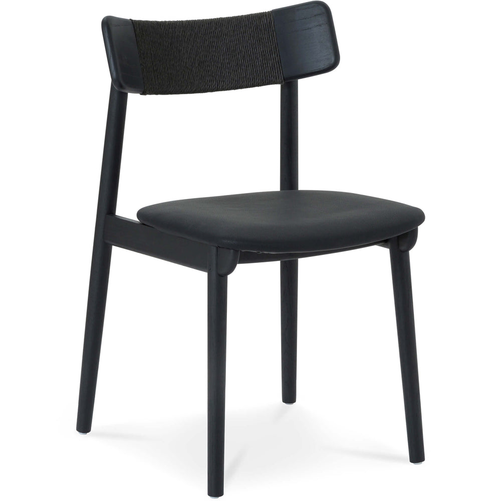 Converse Leather Dining Chair, Charcoal, Set of 2