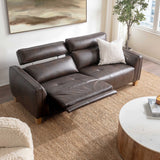 Conway Leather Power Recliner Sofa, Brown-Furniture - Sofas-High Fashion Home