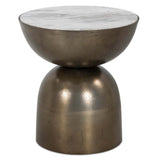 Corbett End Table, Creamy Taupe/Aged Bronze by Four Hands