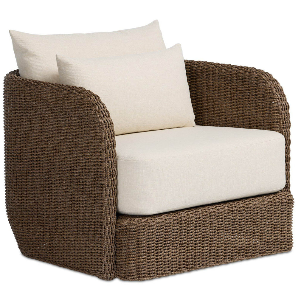 Corrigan Outdoor Swivel Chair, Dark Textured Woven by Four Hands-Furniture - Outdoor-High Fashion Home