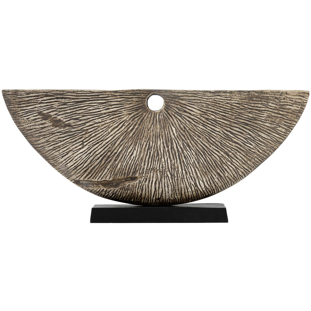 Corrugated Half Circle Sculpture, Ivory-Accessories-High Fashion Home