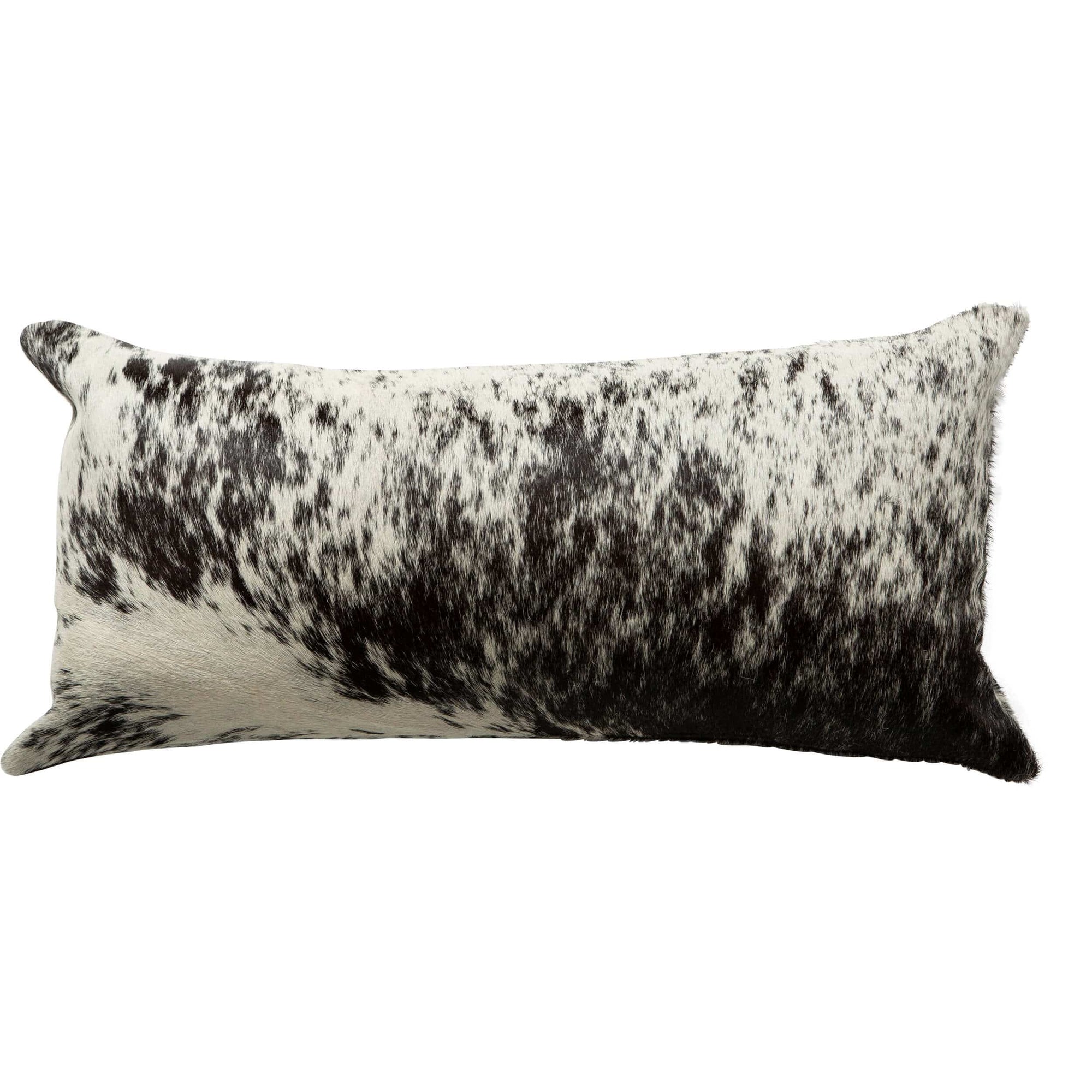Cowhide Lumbar Pillow, Black/White - Main Image