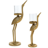 Crane Candle Holder, Gold, Set of 2-Accessories-High Fashion Home