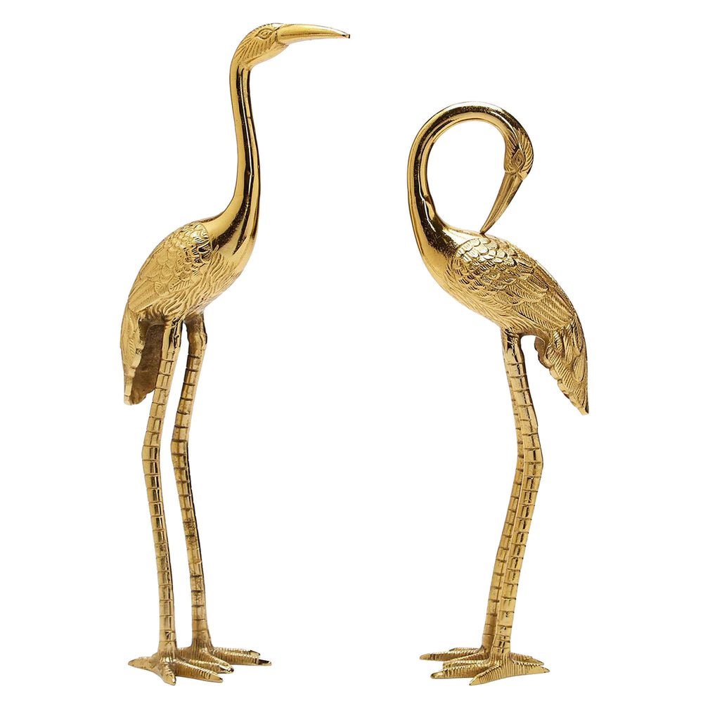 Crane Sculpture, Gold, Set of 2-Accessories-High Fashion Home