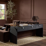 Cressida Console Table, Black Linen by Four Hands-Furniture - Accent Tables-High Fashion Home