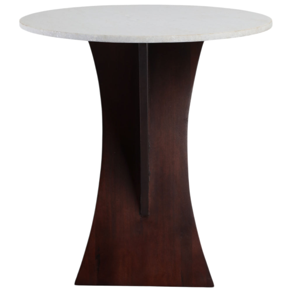 Criss-Cross Marble Top Accent Table, White