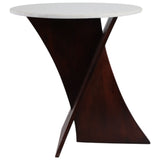 Criss-Cross Marble Top Accent Table, White