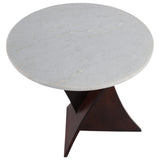Criss-Cross Marble Top Accent Table, White