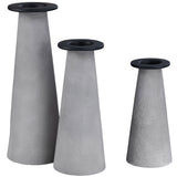 Crosby Column Vases/Candleholders, Grey, Set of 3-Accessories-High Fashion Home