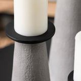 Crosby Column Vases/Candleholders, Grey, Set of 3-Accessories-High Fashion Home