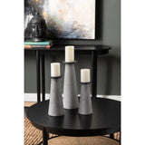 Crosby Column Vases/Candleholders, Grey, Set of 3-Accessories-High Fashion Home