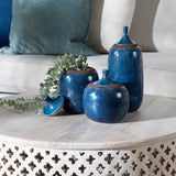 Cruz Bottles, Blue, Set of 3-Accessories-High Fashion Home