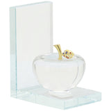 Crystal Apple Bookends, Clear-Accessories-High Fashion Home