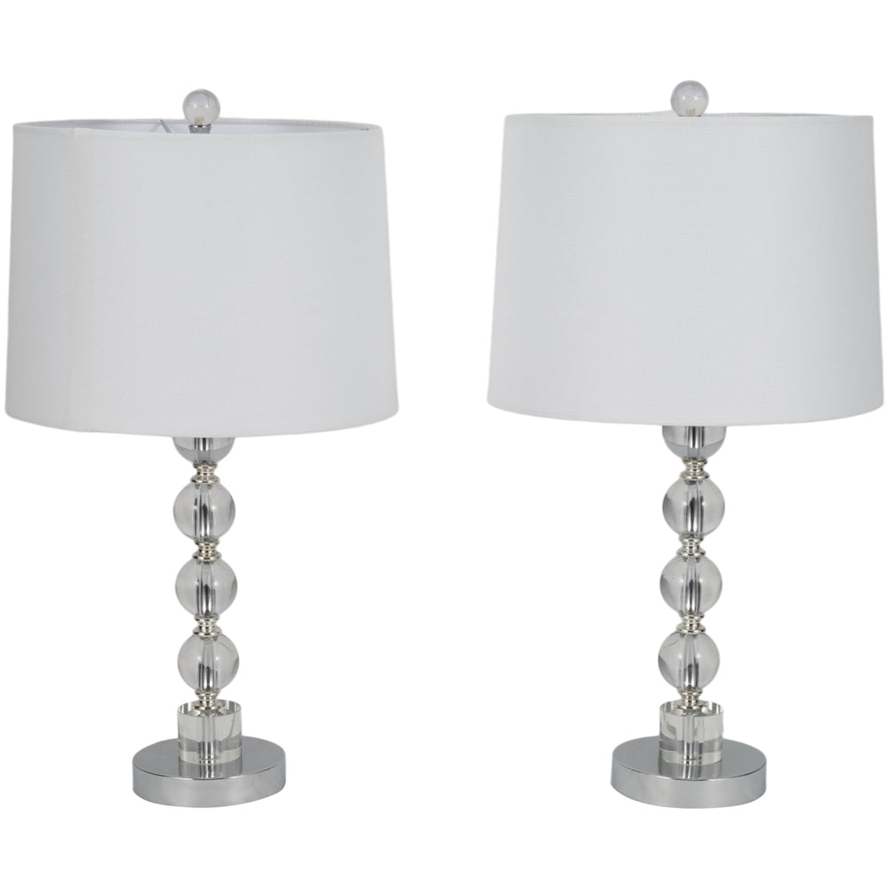 Crystal Table Lamp, Silver, Set of 2-Lighting-High Fashion Home