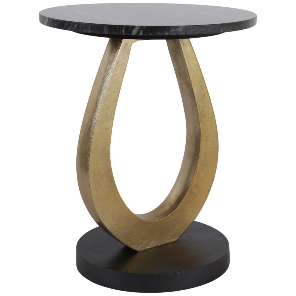 Curved Base Accent Table, Black-Furniture - Accent Tables-High Fashion Home