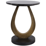 Curved Base Accent Table, Black-Furniture - Accent Tables-High Fashion Home