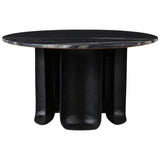Curved Base Marble Top Coffee Table, Black-Furniture - Accent Tables-High Fashion Home