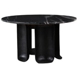 Curved Base Marble Top Coffee Table, Black-Furniture - Accent Tables-High Fashion Home