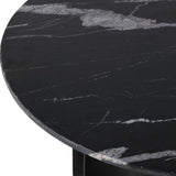Curved Base Marble Top Coffee Table, Black-Furniture - Accent Tables-High Fashion Home