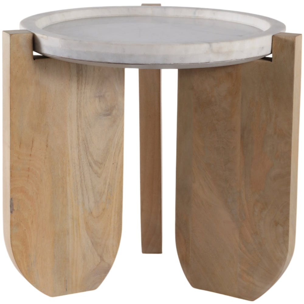 Curved Legs Marble Top Accent Table, White