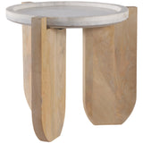 Curved Legs Marble Top Accent Table, White