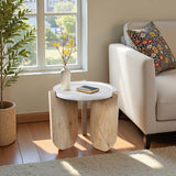 Curved Legs Marble Top Accent Table, White