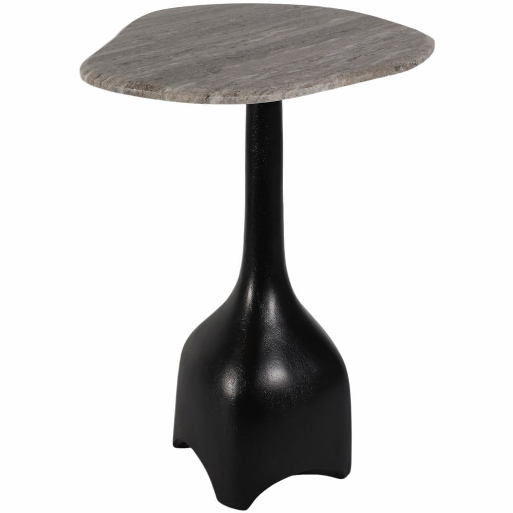 Curved Top Accent Table, Beige/Black