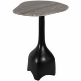 Curved Top Accent Table, Beige/Black