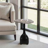 Curved Top Accent Table, Beige/Black