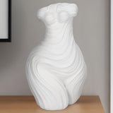 Curvy Ribbed Sculpture, White-Accessories-High Fashion Home