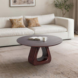 Cut-Out Base Coffee Table, Walnut-Furniture - Accent Tables-High Fashion Home