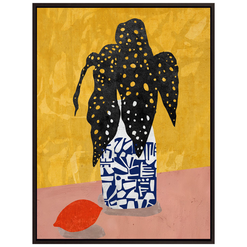 Black Leaf Vase Framed