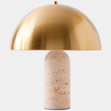 Carly Dome Table Lamp, Travertine/Brass