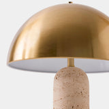 Carly Dome Table Lamp, Travertine/Brass