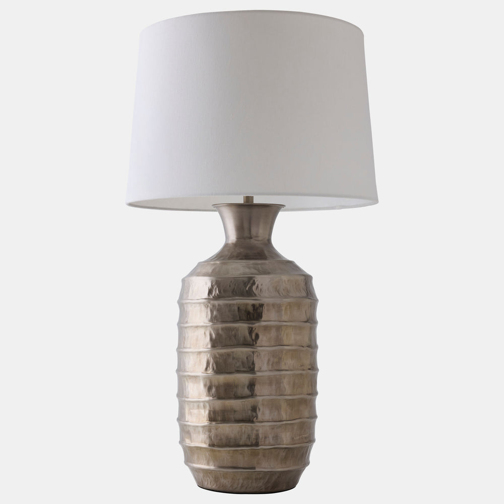Ribbed Table Lamp, Antique Silver
