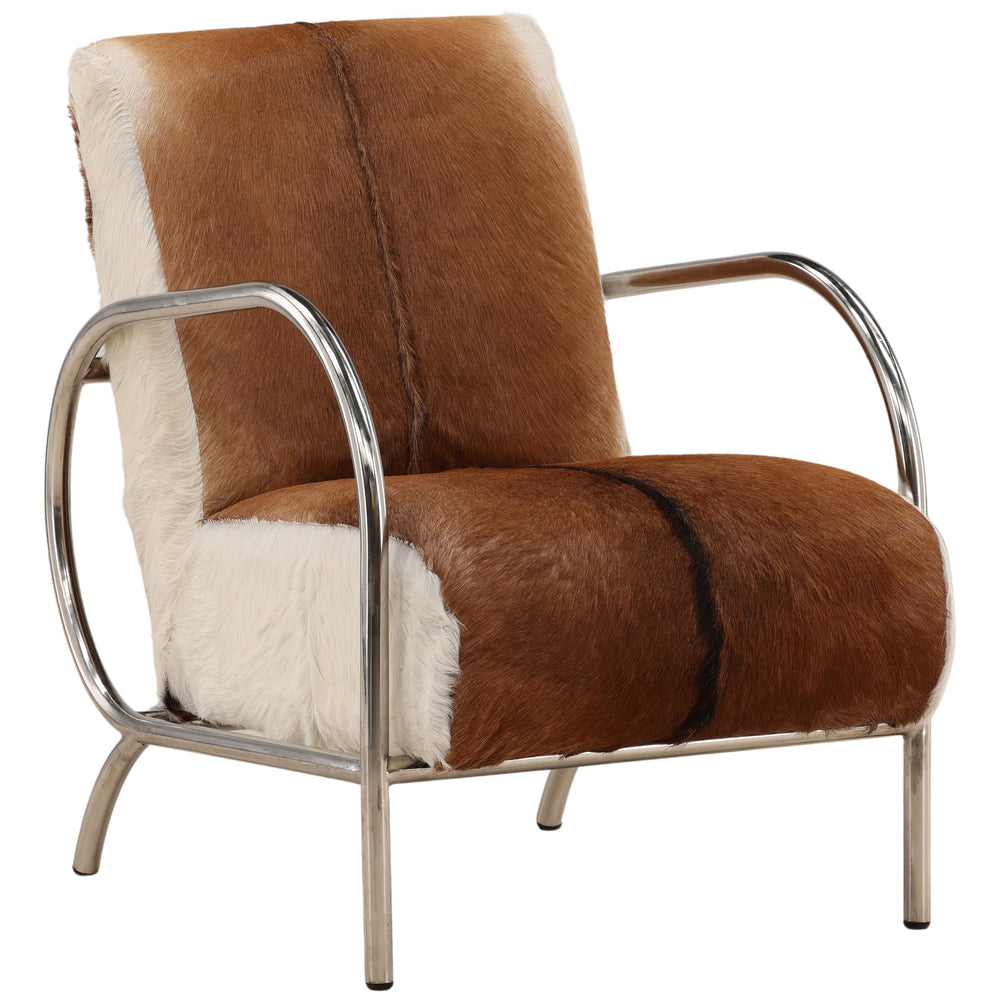 Laney Leather Chair, Brown/Silver