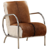 Laney Leather Chair, Brown/Silver
