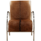 Laney Leather Chair, Brown/Silver