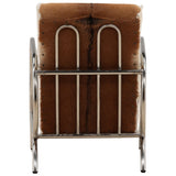 Laney Leather Chair, Brown/Silver
