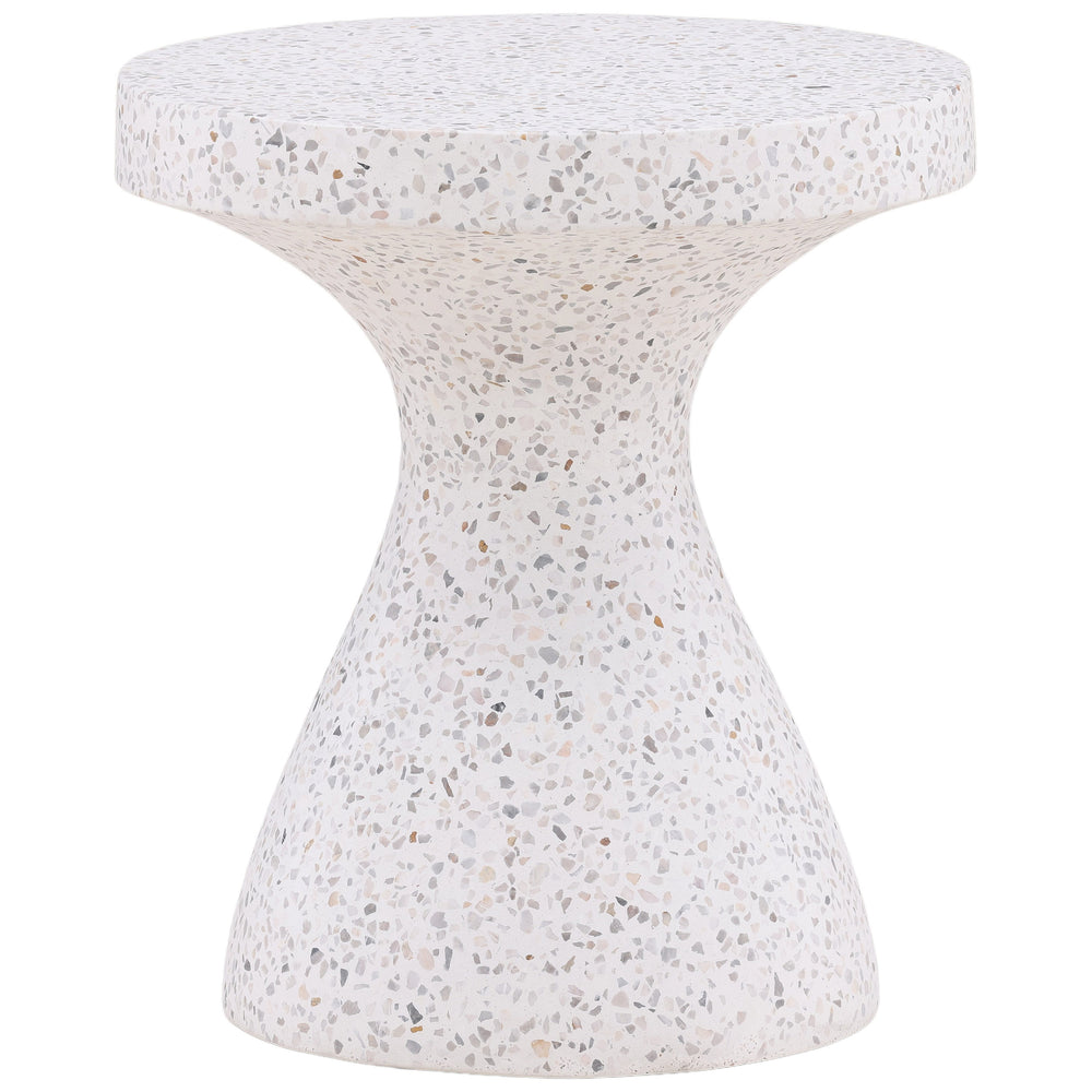 Savitri Outdoor Side Table, Off-White Terrazzo
