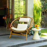 Savitri Outdoor Side Table, Off-White Terrazzo