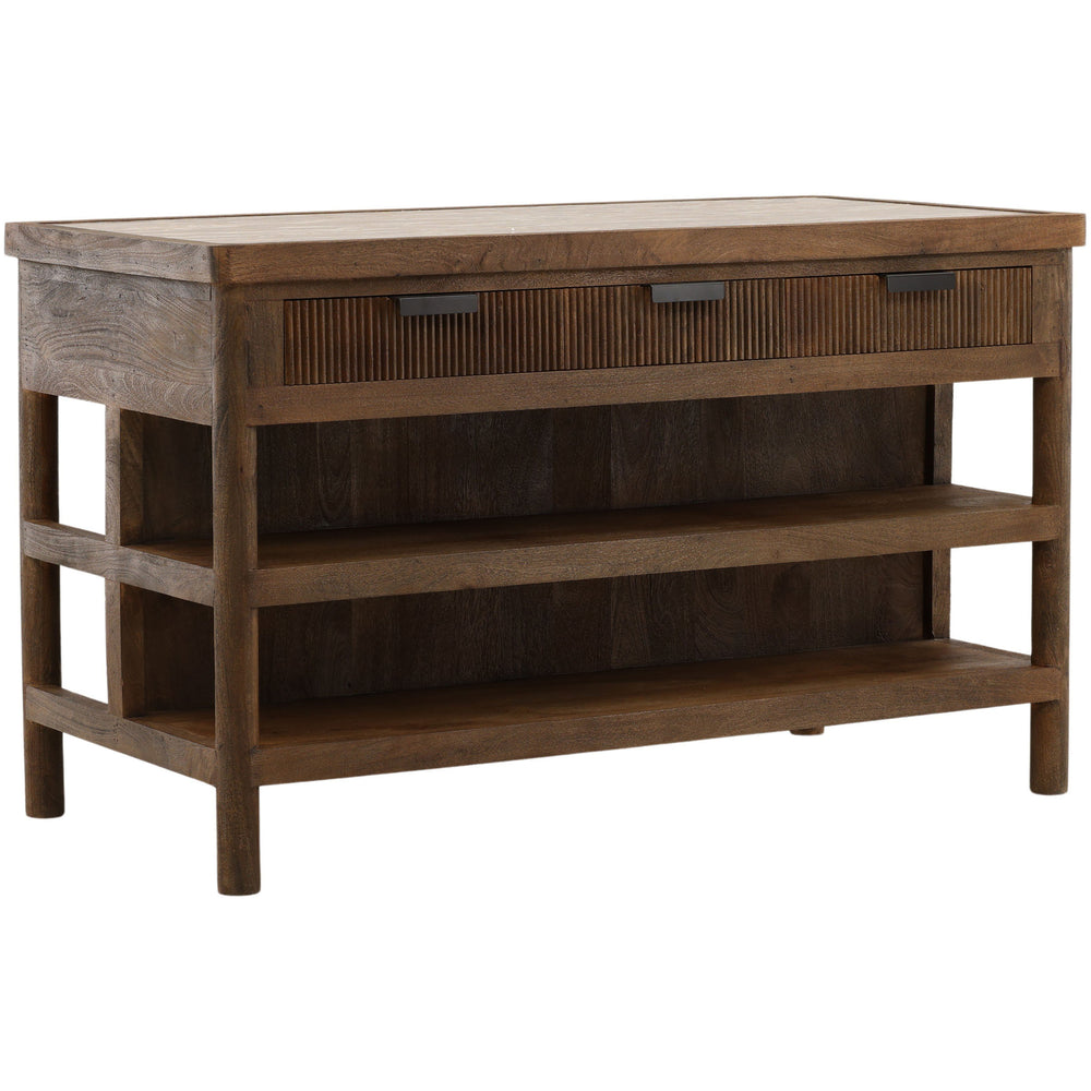 Elston Kitchen Island, Beige/Brown