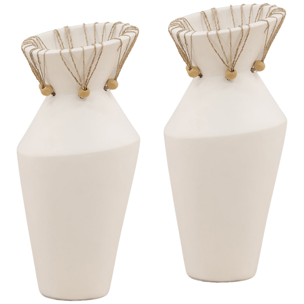 Tavi Vase, White/Natural, Set of 2