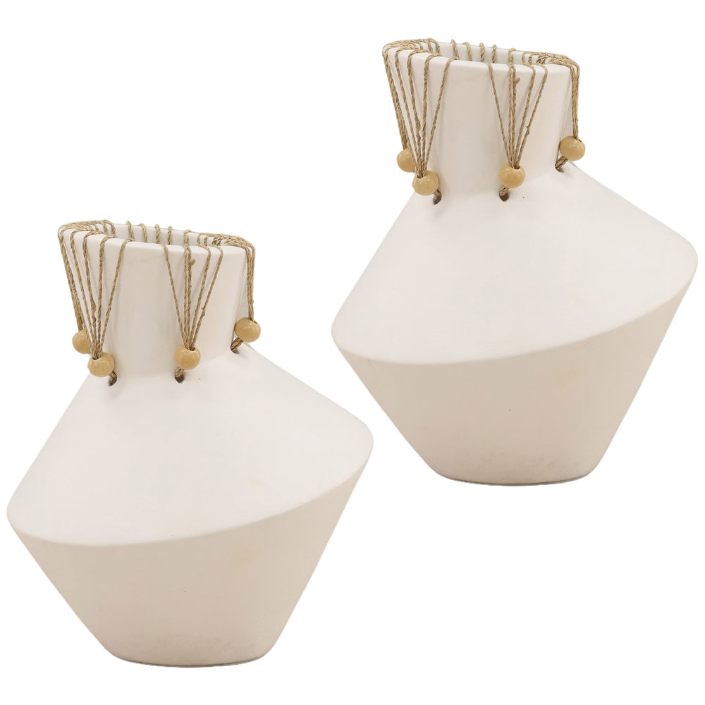 Tavo Vase, White/Natural, Set of 2