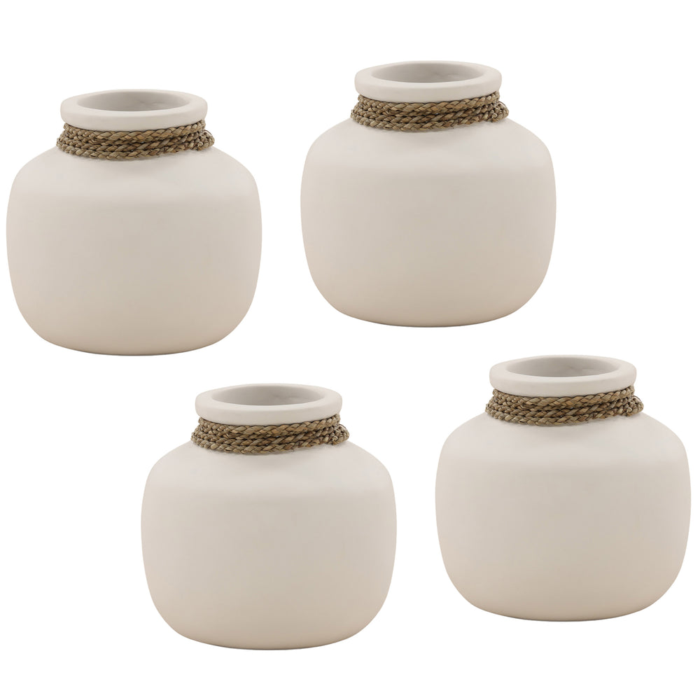 Yarley Vase, White/Natural, Set of 4