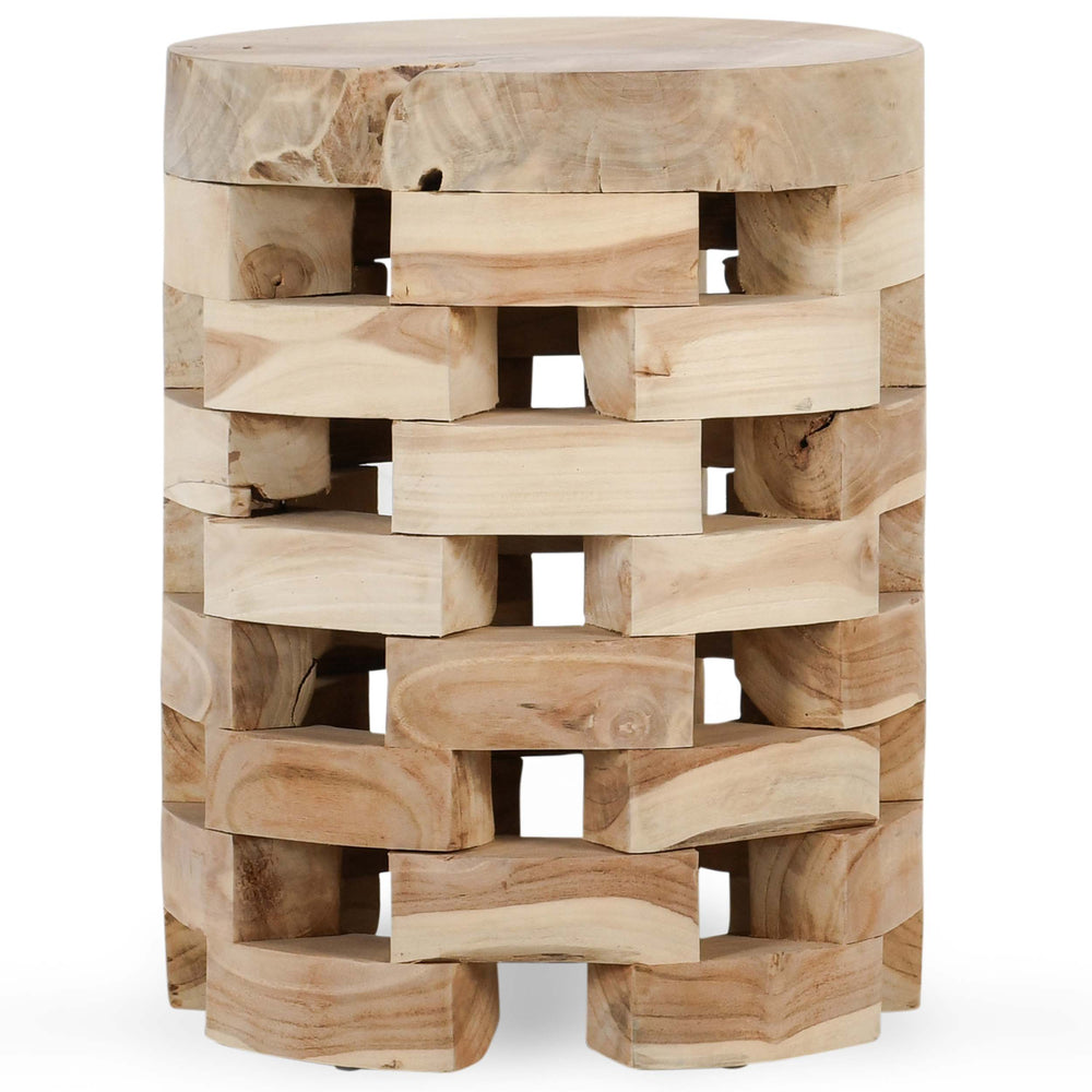 Dacosta Round Accent Table, WhiteWash-Furniture - Accent Tables-High Fashion Home
