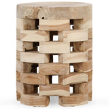 Dacosta Round Accent Table, WhiteWash-Furniture - Accent Tables-High Fashion Home