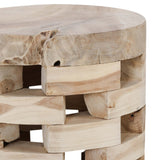 Dacosta Round Accent Table, WhiteWash-Furniture - Accent Tables-High Fashion Home