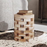 Dacosta Round Accent Table, WhiteWash-Furniture - Accent Tables-High Fashion Home